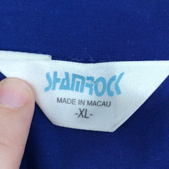 VINTAGE 1980s cobalt blue printed windbreaker jacket by Shamrock unisex XL - Picture 3 of 16